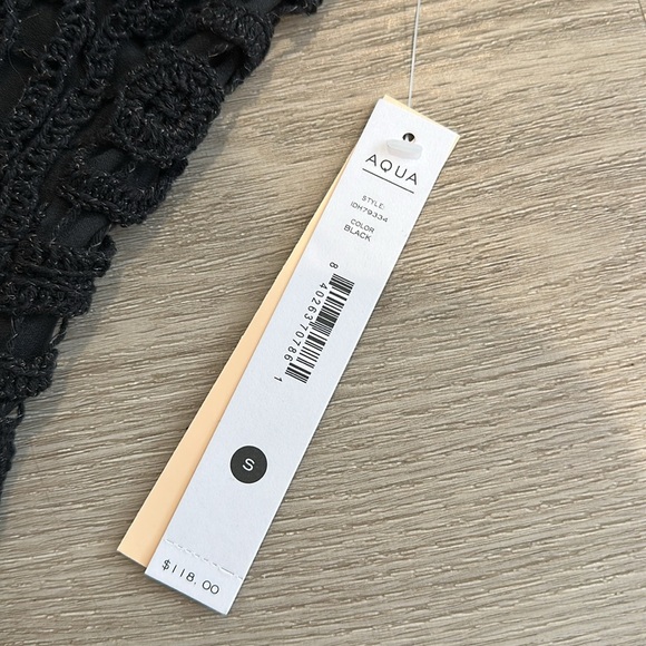 NWT Aqua Crochet Black Mini Dress - Picture 3 of 5